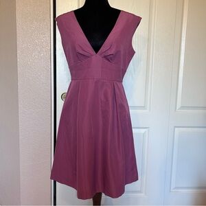 J Crew Mauve Pink Sleeveless Plunge Neckline Cotton/Silk Dress‎ Size 6